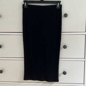 ❤️ Aqua Ribbed Midi Skirt Black